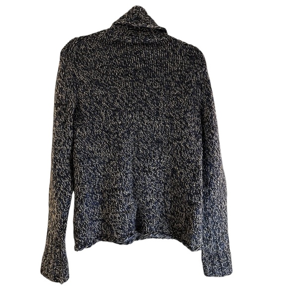 Vintage GAP chunky wool turtleneck sweater in marled blue and white knit Large - Picture 9 of 12